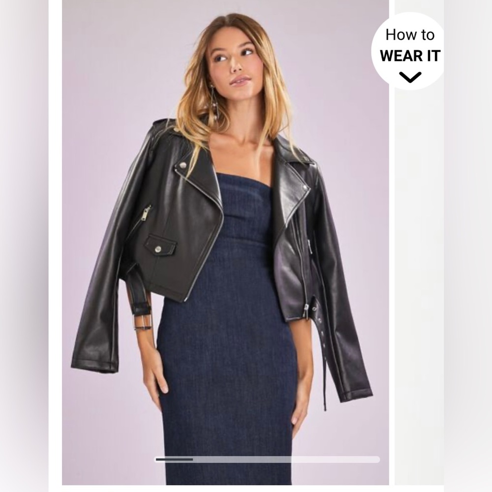 Faux Leather Cropped Moto Jacket